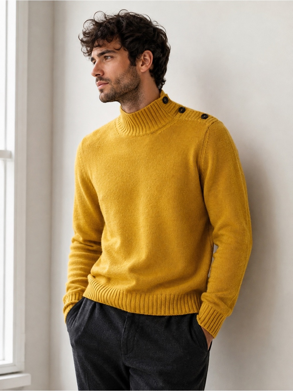 NWT Kangra 100% Extrafine Merino Wool Mock Neck Sweater Men's Sz Medium
